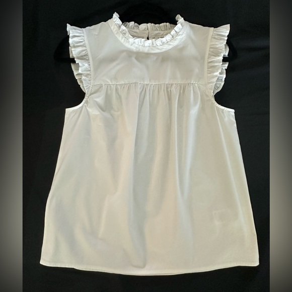 J. Crew Factory Tops - J. Crew Essential White, Ruffled Cap Sleeve Top.
Sz 4
Excellent Condition
